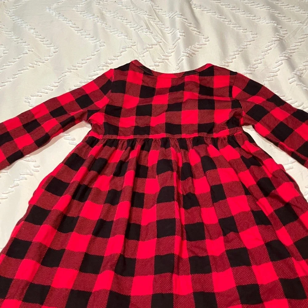 Wonder Nation Girls 4T  Red Black Buffalo Plaid Long Sleeve Dress Size 4T